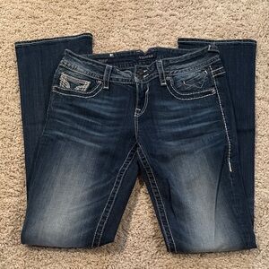 Vigoss Blue Boot Cut Jeans with Decorative Stitching 7/8 Long (35)